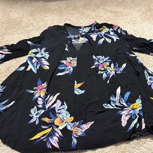 Free People Electric Orchid Print Swing Tunic, Small - Picture 2 of 6